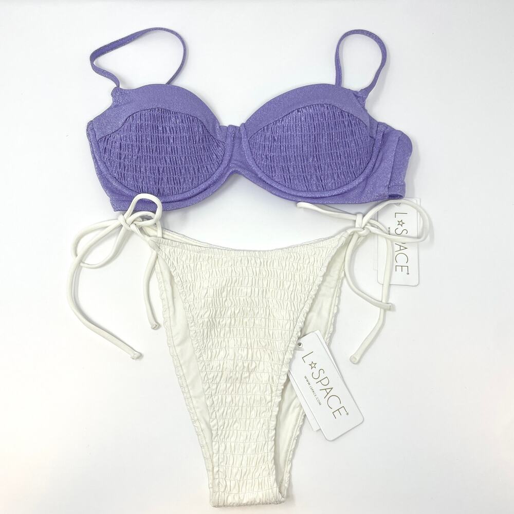 L*SPACE Marley Aubree Bikini Set In Shimmer Amethyst Cream Size Small New